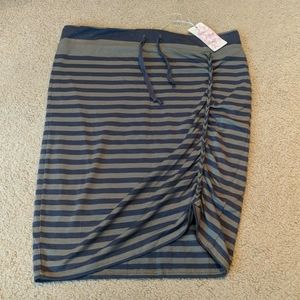Cinched Olive and green striped shirt in Size Med